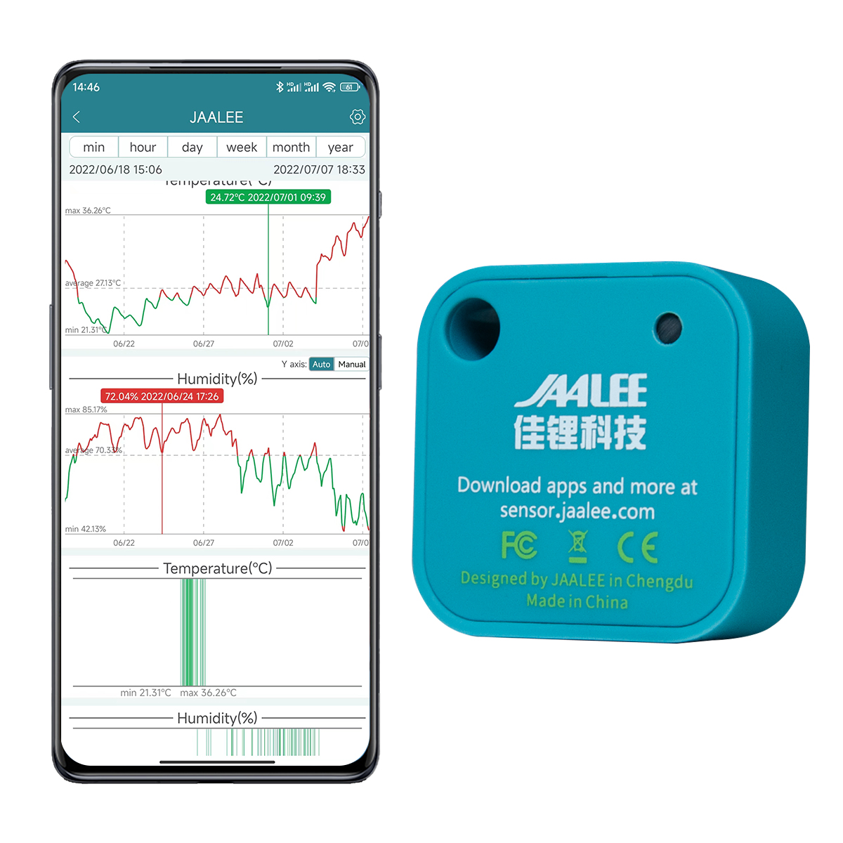 Digital Hygrometer Probe - Jaalee JHT درجة الحرارة/الرطوبة/Dewpoint/VPD الاستشعار ميزان