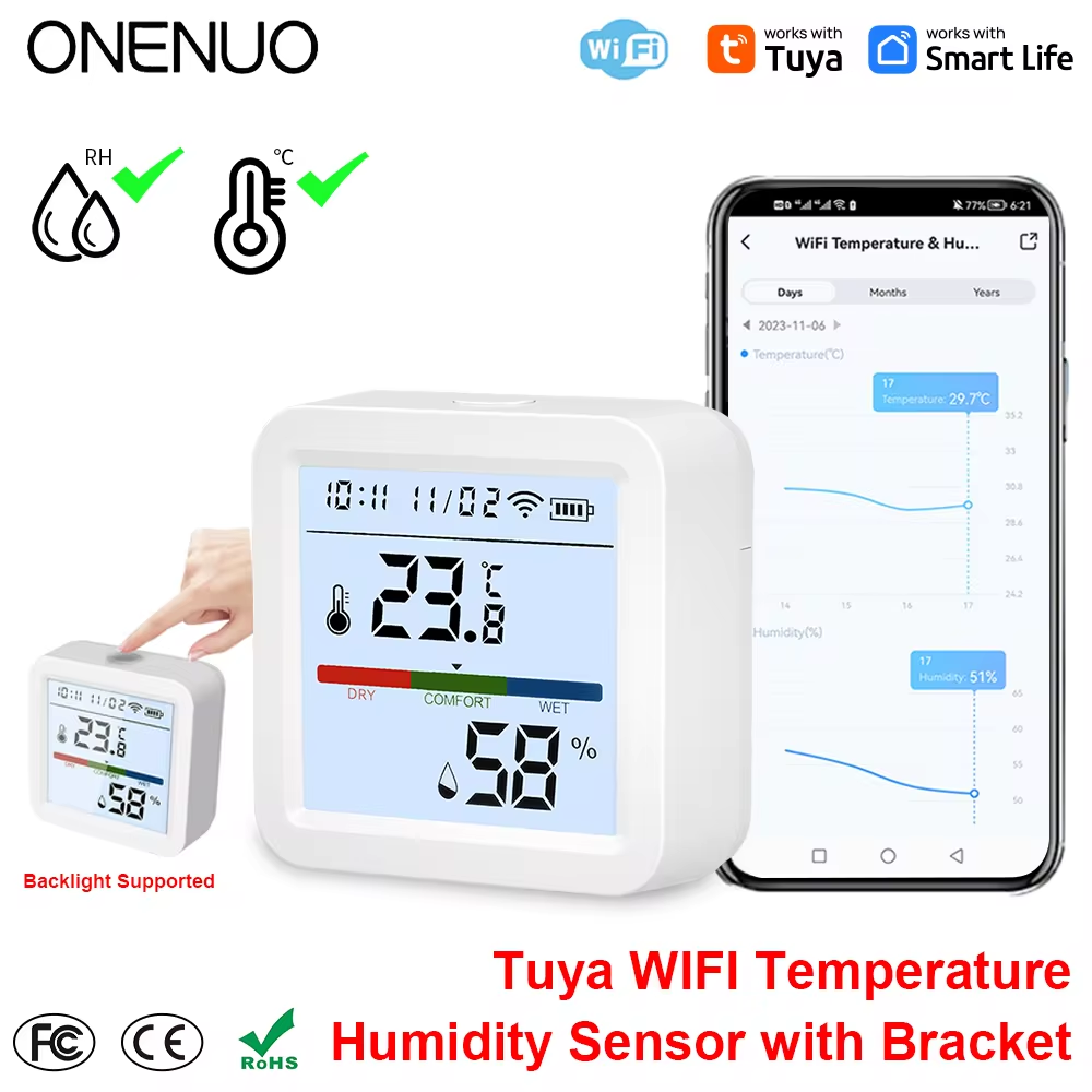 Digital Hygrometer Probe - ONENUO Tuya WIFI مستشعر درجة الحرارة