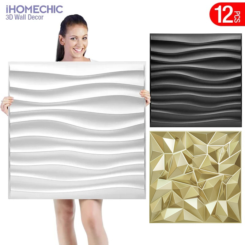 Pvc Panel Background - 12 قطعة 50x50 سنتيمتر الشمبانيا الذهب