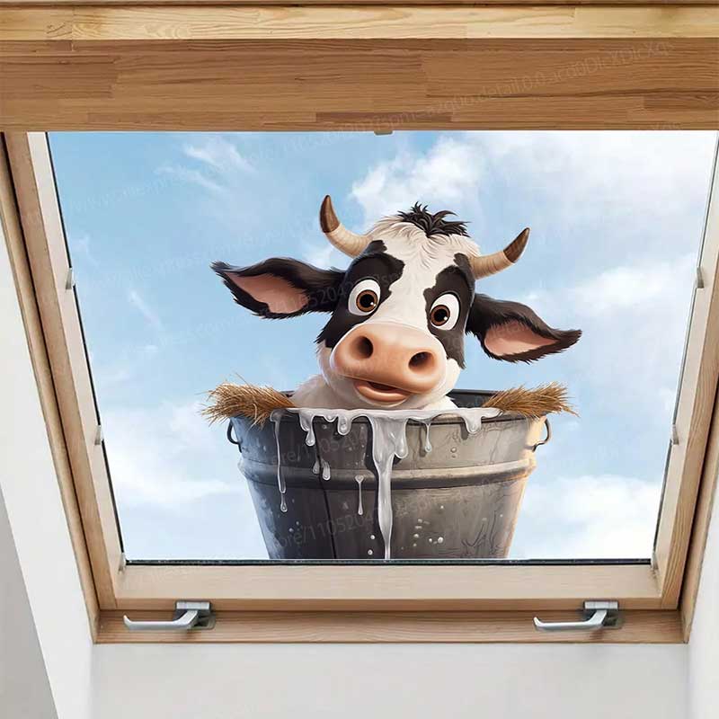 Pvc Panel Background - ملصقات جدارية لطيفة على شكل بقرة