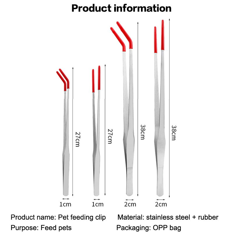 Feeding Tong Stainless - ملقط تغذية الزواحف بطرف مطاطي، ملقط