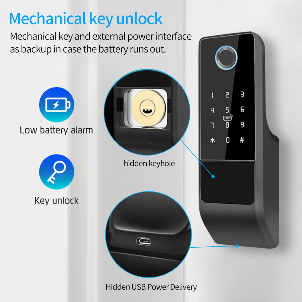 IP65 مقاوم للماء TTLock بصمة ق - مراجعة Glass Door Hinge وسعره