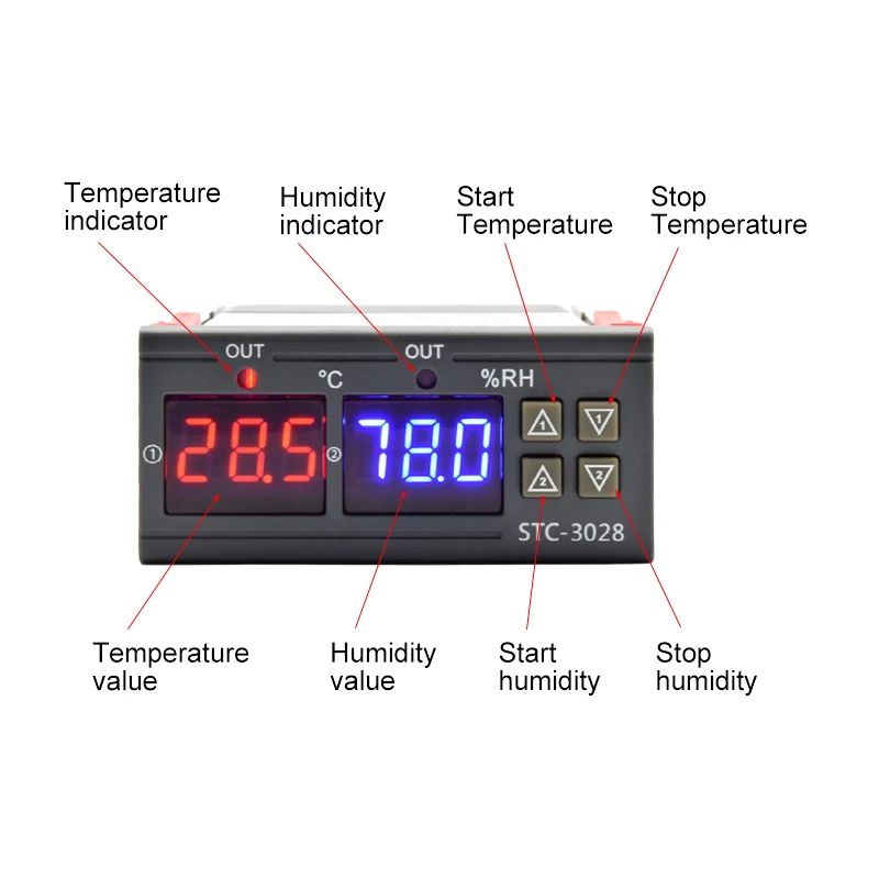 STC-3028 LED ترموستات رقمي جها - مراجعة Digital Hygrometer Probe وسعره