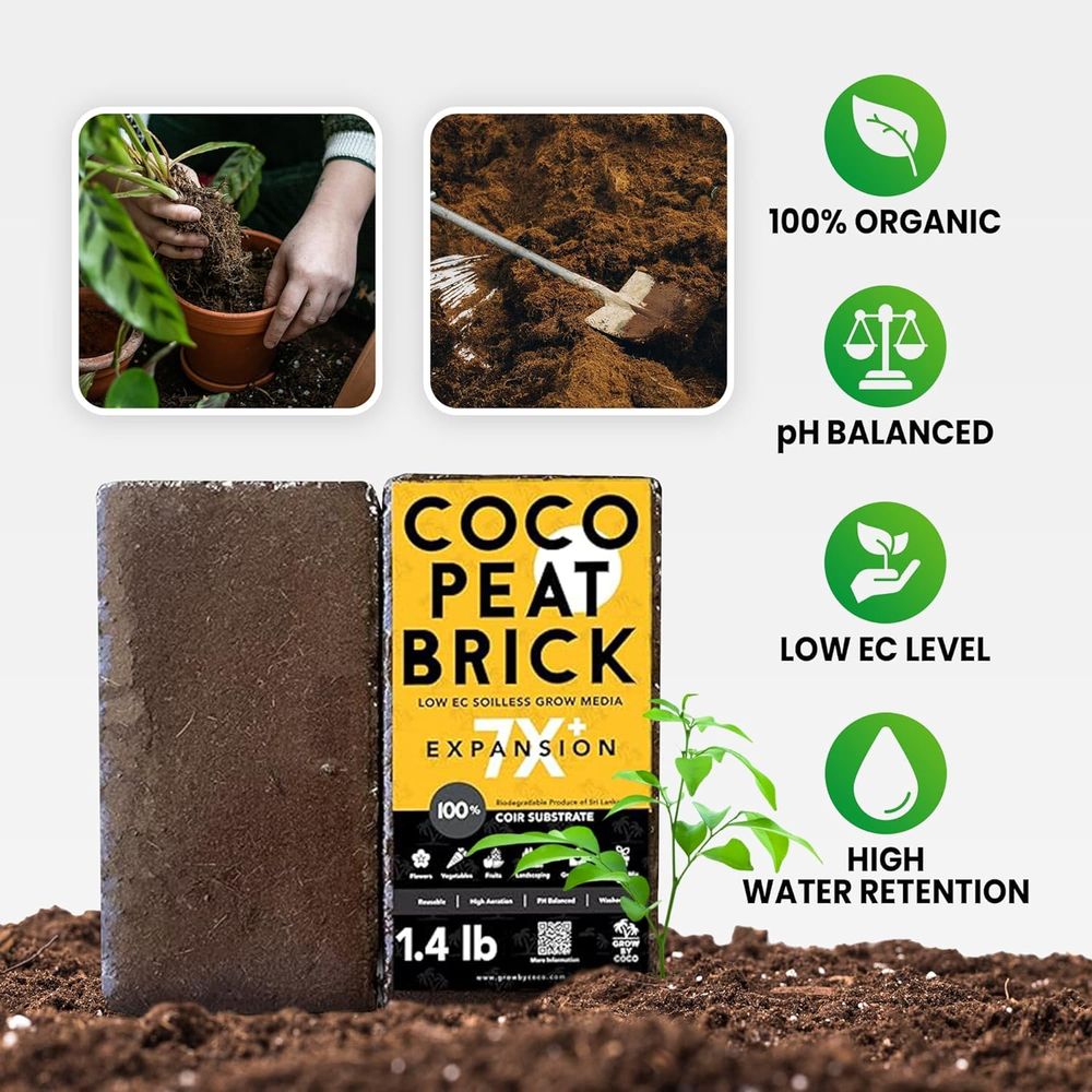 طوب تربة عضوي فاخر بوزن 650 جر - مراجعة Substrate Coconut Fiber وسعره